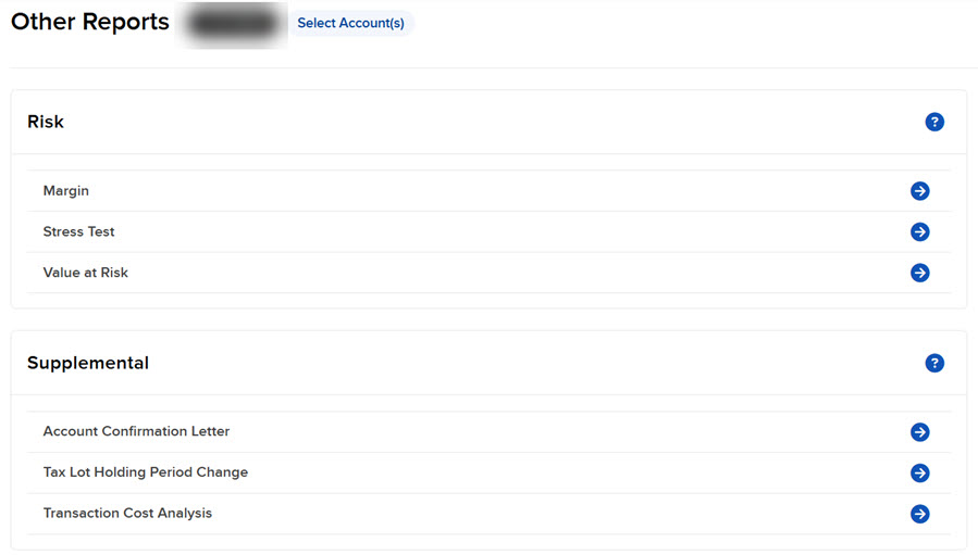 Other Reports Image of the other reports panel in portal.
